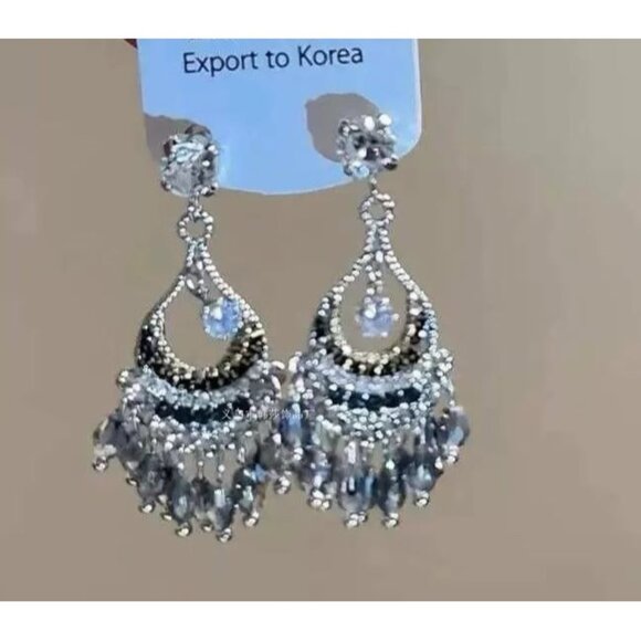 Ethnic style rhinestone tassel earrings retro earrings - Picture 6 of 6
